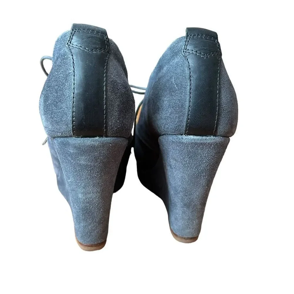 rag & bone Sahara Suede Open Toe Wedge Lace Up Heel Size 37 US 6.5
